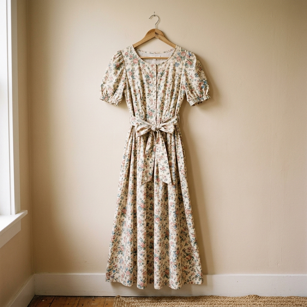 เดรสยาว Vintage Floral Cotton